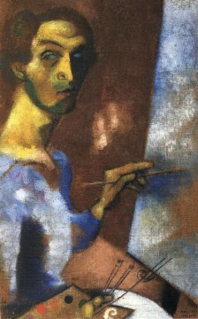 self portrait Painting - Self Portrait with Easel contemporary Marc Chagall